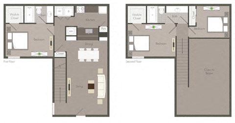 The Idlewood - Three Bedroom Two Bathroom Floor Plan at Clarkston Station Apartments, Georgia